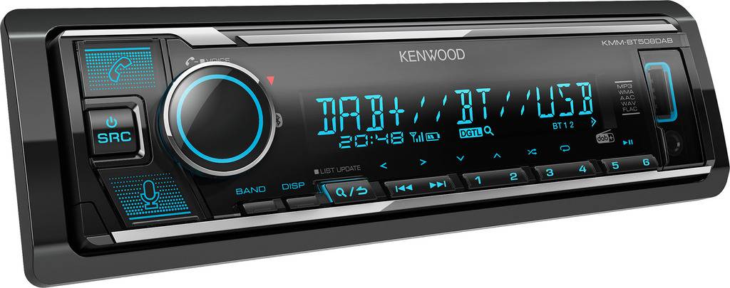 KENWOOD KMM-BT508DAB - Autorádio bez CD s BT, variabilním podsvícením a DAB+