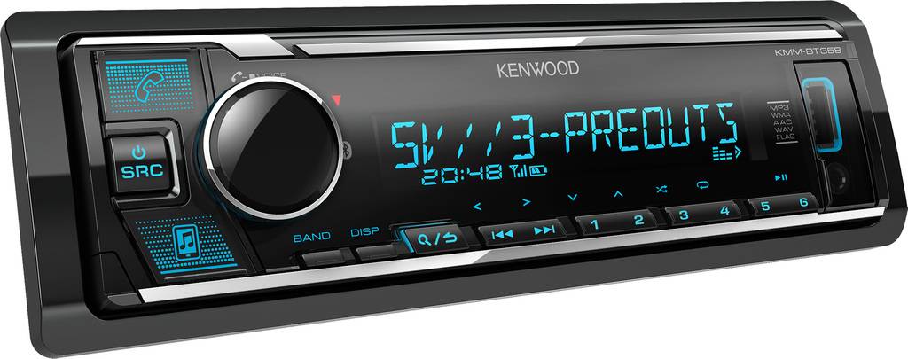 KENWOOD KMM-BT358 - Autorádio bez CD mechaniky s Bluetooth, AUX a 3x 5 V RCA